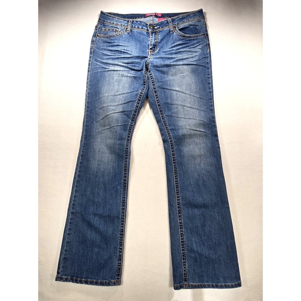 Zanadi Womens Bootcut Jeans Size 15 Medium Wash Embroidered Cross Back Pockets